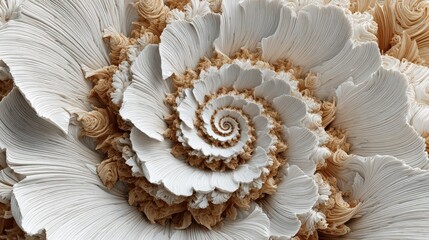 Obraz premium Abstract spiral flower, cream & beige