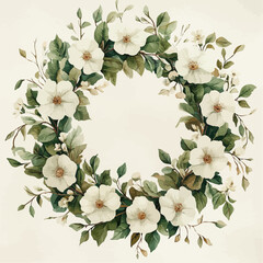 watercolor flower and leaves for decoration generative AI
