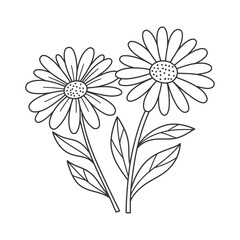 continuous single line drawing of daisy flower, line art vector illustration