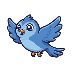 A blue bird cartoon vector art in white art background illustration.
