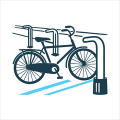 Bike Rental Station with Bicycle Secured Bike Rental Bicycle with a lock