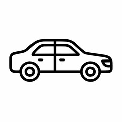 Obraz premium Sedan Car. Side profile of a 4-door car with simple curves, 2 wheels, and basic window outlines. No grille details