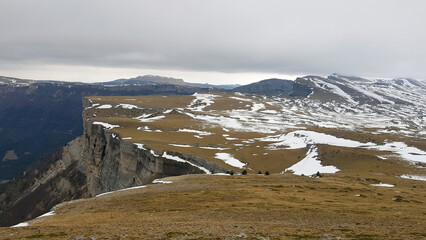 Paysage des pâturages de Font d' Urle en hiver , drôme , France