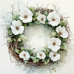 watercolor flower and leaves for decoration generative AI