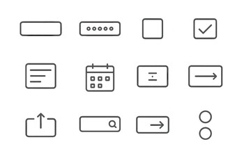 Grey icon set featuring arrows, calendar, and search symbols on gradient background