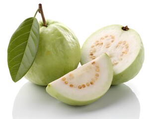 Fresh ripe green guava fruit isolated on  white background