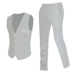 Grey vest and pants. vector	