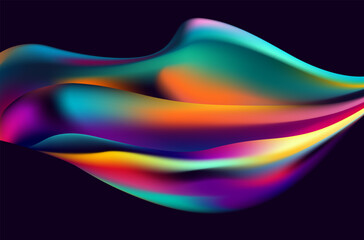 Abstract liquid holographic gradient shape. 3D Vector design element.