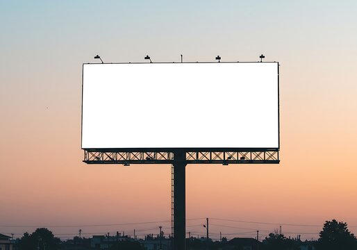 Blank billboard displaying advertising space against a sunset sky