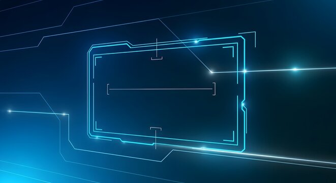 Futuristic Digital Interface with Glowing Blue Circuit Lines on Dark Background