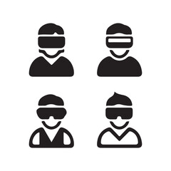 People Wearing Virtual Reality Headset and Smart Glasses Icon Vector.

