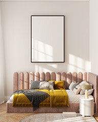 Poster Frame Mockup in Cozy Kids Room Interior.