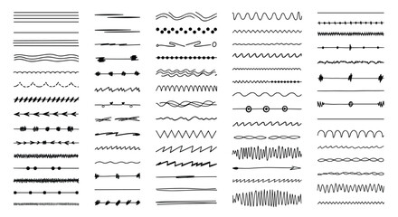 A comprehensive collection of unique decorative line dividers and ornate page separators for graphic design projects and artistic layouts