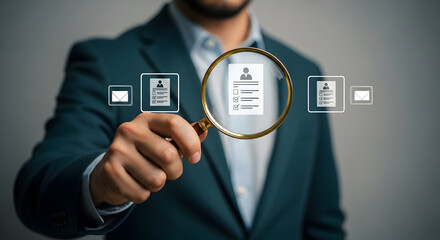 Candidate Selection Process Magnifying Glass HR Recruiting Job Search Employment