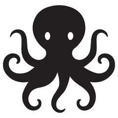 Fototapeta premium Silhouette Style Vector Minimal Octopus Logo Design – Creative and Modern Graphic Template for Marine Brands, Tech Startups, Seafood Businesses, Ocean Conservation, and Professional Branding in EPS Fo