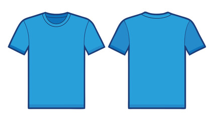 Blue t-shirt mockup template displayed on a plain background, showcasing the front design area for customization..eps