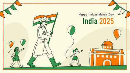 Indian Independence Day with Freedom Fighters and National Heroes Illustration