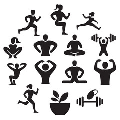 Fitness and wellness icon set