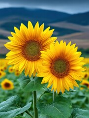 Fototapeta premium Close-Up of Vibrant Yellow Common Sunflower Petals in a Field