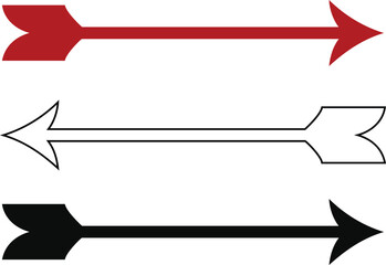Set of decorative arrows vector PNG in red black and white styles