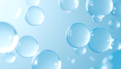 Light blue bubbles float in a soft gradient background