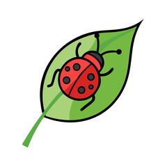 Obraz premium Ladybug on green leaf, cheerful and vibrant, isolated on white background, copy space 