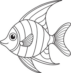 Angelfish outline ready for coloring pages perfect for fun kids activity books and sea life design projects