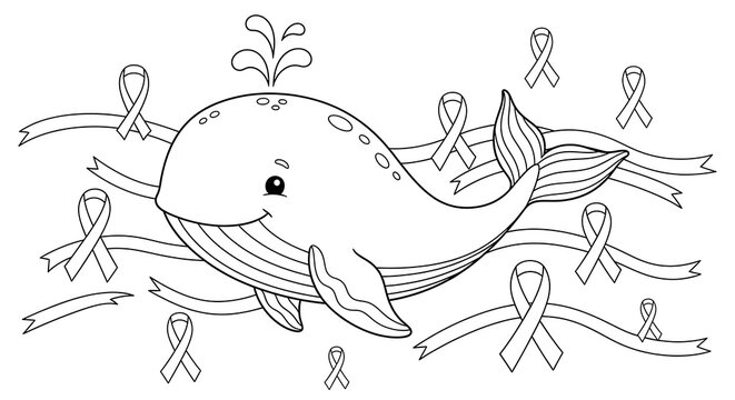 Happy Father's Day: Line art illustration of father and son flying a kite by the sea.