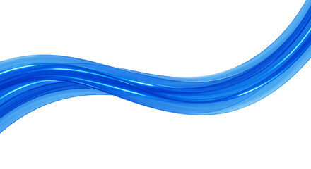 Abstract flowing vibrant blue liquid wave with bright highlights and subtle texture isolated on transparent background