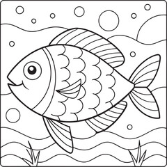 Fun fish coloring page perfect for underwater kids activities and creative marine themed coloring projects