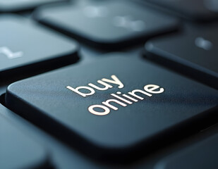 Ai generated image of keyboard with text buy online.