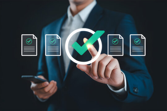 Digital document management, compliance and approval system concept.