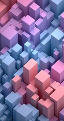 Obraz premium Abstract geometric design of interlocking cubes in pastel colors.