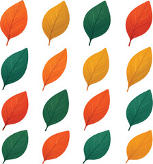 Obraz premium Colorful Autumn and Green Leaf Set – Vector Illustration