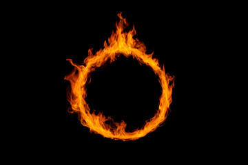Glowing Burning Ring of Fire in Dark Background Representing Power, Energy, and Intensity