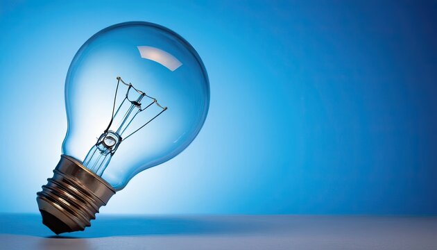 Light bulb energy saving lamp glasses mind and thinking solution abstract low poly wireframe mesh design from connecting dot and line vector illustration on blue background
3