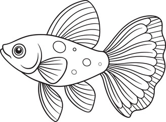 Guppyfish elegant illustration with flowing fins ideal for creative coloring books and aquatic projects