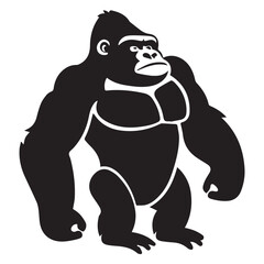 Obraz premium Silhouette Style Vector Minimal Gorilla Logo Design – Modern and Bold Graphic Template for Wildlife Conservation, Fitness Brands, Tech Companies, Apparel, and Strong Business Identity in EPS Format