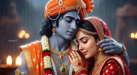 Krishna radha love story hd wallpaper divine couple hindu mythology spiritual art india art