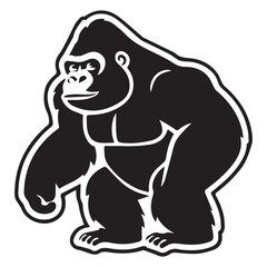 Fototapeta premium Silhouette Style Vector Minimal Gorilla Logo Design – Modern and Bold Graphic Template for Wildlife Conservation, Fitness Brands, Tech Companies, Apparel, and Strong Business Identity in EPS Format