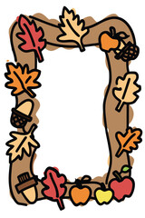 Autumn Back to School Vertical & Portrait Poster Template. Fall Doodle Frame with Blank Copy Space