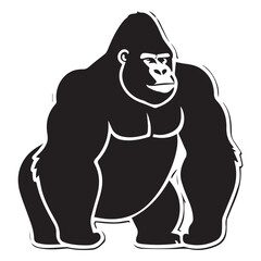 Obraz premium Silhouette Style Vector Minimal Gorilla Logo Design – Modern and Bold Graphic Template for Wildlife Conservation, Fitness Brands, Tech Companies, Apparel, and Strong Business Identity in EPS Format