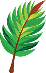 Vibrant coconut leaf illustration in full color