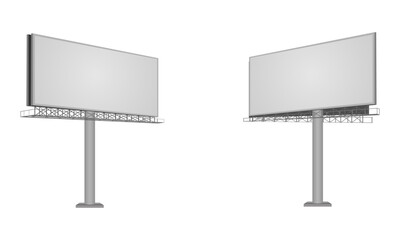 Obraz premium horizontal billboard mockup side view, vector illustration isolated on white background.