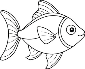 Platyfish charming line art illustration ideal for children’s educational books and aquatic themed designs