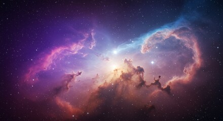 Obraz premium Cosmic Nebula in Vibrant Colors and Stars - Space Background