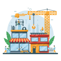 Obraz premium illustrations vector construction industry building machine 