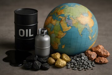 Globe and assorted resources represent global commodities