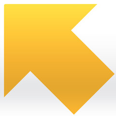 正方形背景　手描き素材　白地に斜め上向きのオレンジ色のグラデーション矢印　抽象背景イラスト