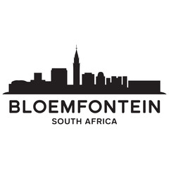 Fototapeta premium Bloemfontein skyline horizontal banner. Bloemfontein, South Africa. Vector template for your design. Vector black silhouette. with white background